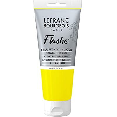 Lefranc Bourgeois 300548 Flashe akrylfärg och vinylfärg, högpigmenterad, elastisk, ljusäkta, åldringsbeständig, matt, för inomhus- och utomhusbruk, 80 ml rör – citrongul Lefranc Bourgeois 300548 Flashe akrylfärg och vinylfärg, högpigmenterad, elastisk, ljusäkta, åldringsbeständig, matt, för inomhus- och utomhusbruk, 80 ml rör – citrongul