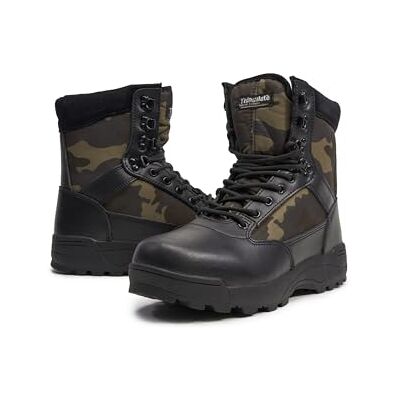 Brandit Taktiska militärstövlar för män 9 Eyelet Taktiska kängor, Darkcamo, 45 EU Brandit Taktiska militärstövlar för män 9 Eyelet Taktiska kängor, Darkcamo, 45 EU