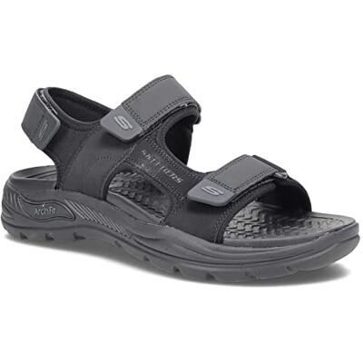 Skechers herr Arch Fit Motley Sd Kontra Sandal, Svart läder, 45 EU Skechers herr Arch Fit Motley Sd Kontra Sandal, Svart läder, 45 EU
