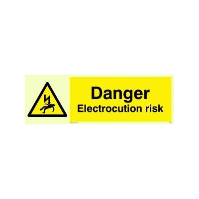 Viking WE79-L62-PV "Danger Electrocution Risk"-skylt, fotoluminescerande klistermärke, 200 mm H x 600 mm B Viking WE79-L62-PV "Danger Electrocution Risk"-skylt, fotoluminescerande klistermärke, 200 mm H x 600 mm B