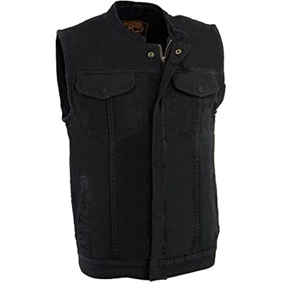 Milwaukee MDM3000 Brute Herrväst, väst med dold knäppning, svart, denim, klubbstil, väst med dold dragkedja, storlek XXL Milwaukee MDM3000 Brute Herrväst, väst med dold knäppning, svart, denim, klubbstil, väst med dold dragkedja, storlek XXL