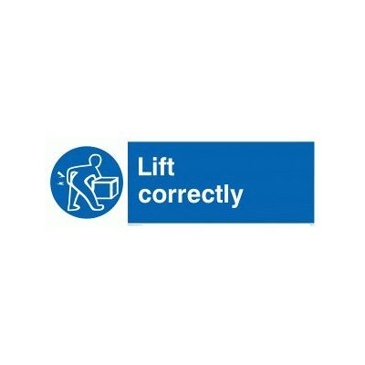 Viking MV314-L62-3M "Lift Correctly" skylt, 3 mm styv plast, 200 mm H x 600 mm B Viking MV314-L62-3M "Lift Correctly" skylt, 3 mm styv plast, 200 mm H x 600 mm B