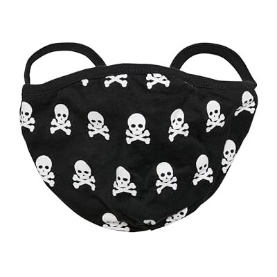 Tee Munmask av tyg med dödskallemotiv, återanvändbar bomullsmask skalle ansiktsmask, svart, 2-pack, svart/vit Tee Munmask av tyg med dödskallemotiv, återanvändbar bomullsmask skalle ansiktsmask, svart, 2-pack, svart/vit