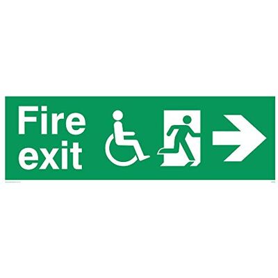 Viking SD953-L31-V funktionshinder "Fire Exit"-skylt, högerpil, vinyl, 100 mm H x 300 mm B Viking SD953-L31-V funktionshinder "Fire Exit"-skylt, högerpil, vinyl, 100 mm H x 300 mm B