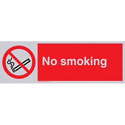 Viking PS1-L15-SV "No Smoking"-skylt, silvervinyl, 50 mm H x 150 mm B Viking PS1-L15-SV "No Smoking"-skylt, silvervinyl, 50 mm H x 150 mm B