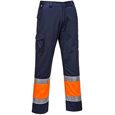 Portwest E049ONRL Hi-Vis 2-tonade stridsbyxor, stora, orange/flotta Portwest E049ONRL Hi-Vis 2-tonade stridsbyxor, stora, orange/flotta