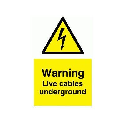 Viking WE76-A2P-AC "Warning Live Cables Underground" skylt, aluminiumkomposit, 600 mm H x 400 mm B Viking WE76-A2P-AC "Warning Live Cables Underground" skylt, aluminiumkomposit, 600 mm H x 400 mm B