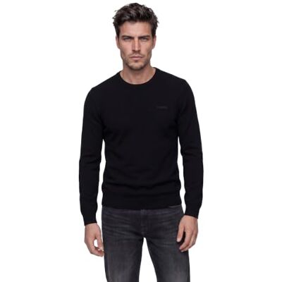 GUESS Men'sMARCOS CN LS Logo Embro SWTRSWEATERSJet svart A996 storlek XS längd N GUESS Men'sMARCOS CN LS Logo Embro SWTRSWEATERSJet svart A996 storlek XS längd N