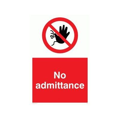 Viking PA25-A2P-1M "No Admittance"-skylt, plast, 1 mm halvstyv, 600 mm H x 400 mm B Viking PA25-A2P-1M "No Admittance"-skylt, plast, 1 mm halvstyv, 600 mm H x 400 mm B