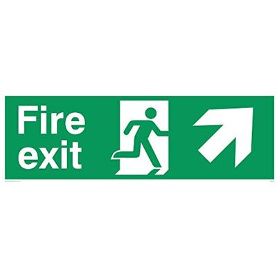 Viking SB425-L41-V höger upppil "Fire Exit"-skylt, vinyl, 150 mm H x 450 mm B Viking SB425-L41-V höger upppil "Fire Exit"-skylt, vinyl, 150 mm H x 450 mm B