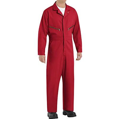 Red Kap mens Zip-front Cotton overalls and coveralls workwear apparel, Red, 52 Tall US Red Kap mens Zip-front Cotton overalls and coveralls workwear apparel, Red, 52 Tall US