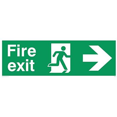Viking SB430-L62-V"Fire Exit"-skylt, högerpil, vinyl, 200 mm H x 600 mm B Viking SB430-L62-V"Fire Exit"-skylt, högerpil, vinyl, 200 mm H x 600 mm B