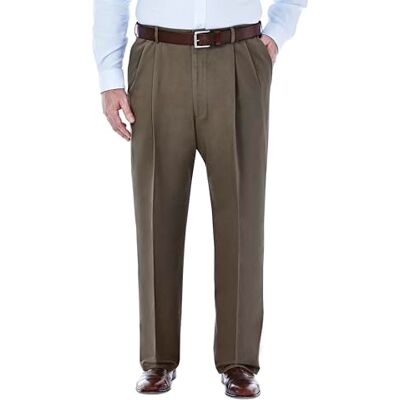 Haggar Herr khaki veck framsida twill byxa äkta, Bark, 60W x 30L Haggar Herr khaki veck framsida twill byxa äkta, Bark, 60W x 30L