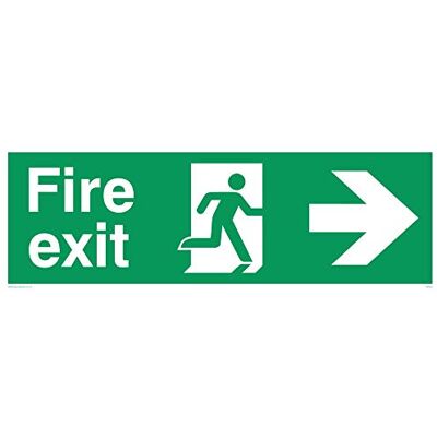 Viking SB430-L31-V "Fire Exit"-skylt, högerpil, vinyl, 100 mm H x 300 mm B Viking SB430-L31-V "Fire Exit"-skylt, högerpil, vinyl, 100 mm H x 300 mm B