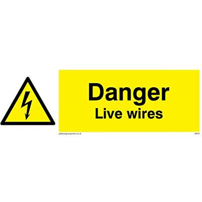 Vikingskyltar WE91-L15-3M 'Danger Live Wires'-skylt, 3 mm styv plast, 50 mm H x 150 mm B Vikingskyltar WE91-L15-3M 'Danger Live Wires'-skylt, 3 mm styv plast, 50 mm H x 150 mm B