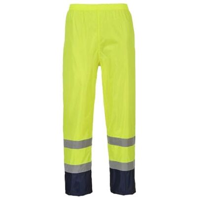 Portwest H444YNRL-serien H444 Hi-Vis klassisk kontrast regnbyxa, vanlig, storlek: Stor, gul/marinblå Portwest H444YNRL-serien H444 Hi-Vis klassisk kontrast regnbyxa, vanlig, storlek: Stor, gul/marinblå