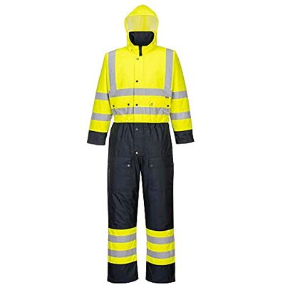 Portwest S485YNRXS Hi-Vis kontrast Coverall, fodrad, normal, storlek X-Small, gul/marinblå Portwest S485YNRXS Hi-Vis kontrast Coverall, fodrad, normal, storlek X-Small, gul/marinblå