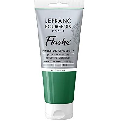 Lefranc Bourgeois 300497 Flashe akrylfärg och vinylfärg, högpigmenterad, elastisk, ljusäkta, åldringsbeständig, matt, för inomhus- och utomhusbruk, 80 ml rör – engelsk grön Lefranc Bourgeois 300497 Flashe akrylfärg och vinylfärg, högpigmenterad, elastisk, ljusäkta, åldringsbeständig, matt, för inomhus- och utomhusbruk, 80 ml rör – engelsk grön