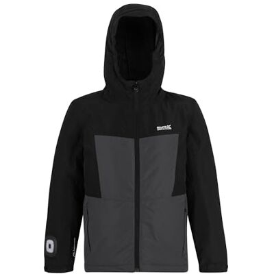 Regatta Unisex barn Beamz, vattentät jacka för barn, svart/Sealgr, 4–5 år Regatta Unisex barn Beamz, vattentät jacka för barn, svart/Sealgr, 4–5 år