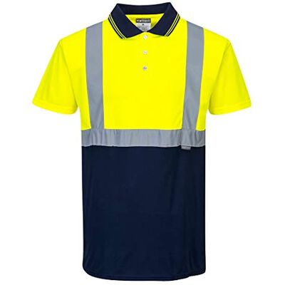 Portwest S479YNR5XL Hi-Vis tvåfärgad pikétröja, 5X-Large, gul/marinblå Portwest S479YNR5XL Hi-Vis tvåfärgad pikétröja, 5X-Large, gul/marinblå