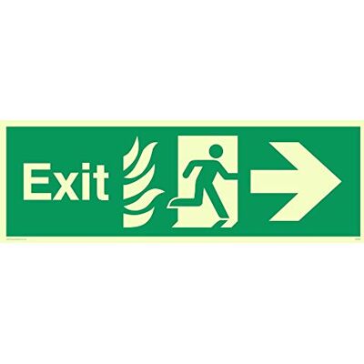 Viking SG690-L62-P "Exit" Running Man Right Prow-skylt, halvstyv fotoluminescerande plast, 200 mm H x 600 mm B Viking SG690-L62-P "Exit" Running Man Right Prow-skylt, halvstyv fotoluminescerande plast, 200 mm H x 600 mm B