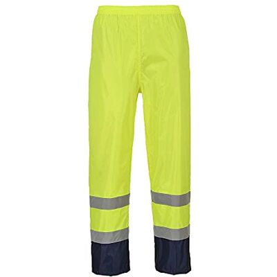 Portwest H444YNRM serien H444 Hi-Vis klassisk kontrast regnbyxa, vanlig, storlek: Medium, gul/marinblå Portwest H444YNRM serien H444 Hi-Vis klassisk kontrast regnbyxa, vanlig, storlek: Medium, gul/marinblå
