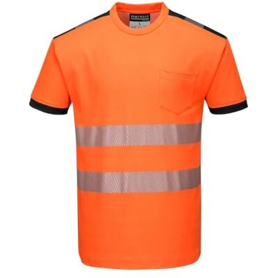 Portwest PW3 Hi-Vis T-shirt S/S, storlek: L, färg: orange/svart, T181OBRL Portwest PW3 Hi-Vis T-shirt S/S, storlek: L, färg: orange/svart, T181OBRL