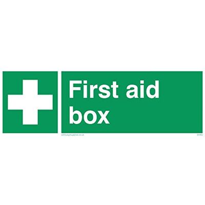 Viking SX460-L62-3M "First Aid Box" skylt, 3 mm styv plast, 200 mm H x 600 mm B Viking SX460-L62-3M "First Aid Box" skylt, 3 mm styv plast, 200 mm H x 600 mm B