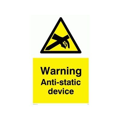 Viking WE88-A1P-AC "Warning Anti-statisk enhet" skylt, aluminiumkomposit, 800 mm H x 600 mm B Viking WE88-A1P-AC "Warning Anti-statisk enhet" skylt, aluminiumkomposit, 800 mm H x 600 mm B