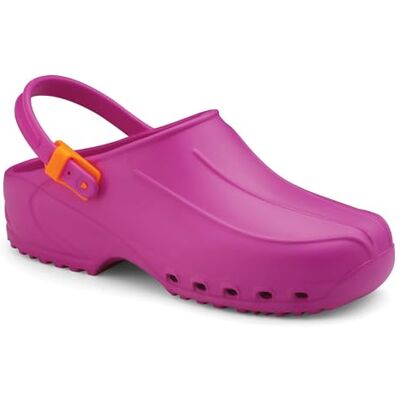 GIMA Ultralätt vikt, anatomisk, halkfri, antistatisk anti-tick och unisex professionella klämmor med remmar, ohålslagen topp, sidohål, fuchsia, EU-storlek 41, 1 par GIMA Ultralätt vikt, anatomisk, halkfri, antistatisk anti-tick och unisex professionella klämmor med remmar, ohålslagen topp, sidohål, fuchsia, EU-storlek 41, 1 par