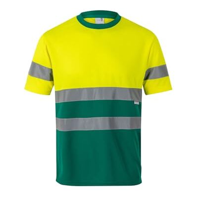 VELILLA 305506; tvåfärgad teknisk t-shirt med optimal synlighet; grön och fluorgul, storlek L, Grön och fluorgul, L VELILLA 305506; tvåfärgad teknisk t-shirt med optimal synlighet; grön och fluorgul, storlek L, Grön och fluorgul, L
