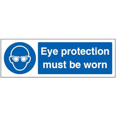 VSafety ögonskydd måste bäras PPE-skylt – 300 mm x 100 mm – självhäftande vinyl VSafety ögonskydd måste bäras PPE-skylt – 300 mm x 100 mm – självhäftande vinyl