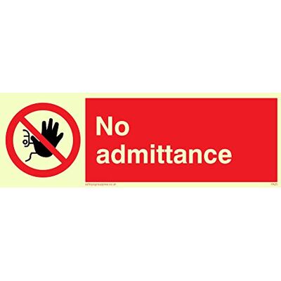 Viking PA25-L15-P "No Admittance"-skylt, plast, halvstyv fotoluminescent, 50 mm H x 150 mm B Viking PA25-L15-P "No Admittance"-skylt, plast, halvstyv fotoluminescent, 50 mm H x 150 mm B