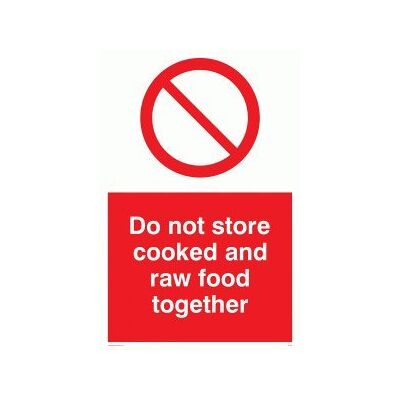 Viking PH208-A1P-AC "Do Not store Cooked And Raw Food Together" skylt, aluminiumkomposit, 800 mm H x 600 mm B Viking PH208-A1P-AC "Do Not store Cooked And Raw Food Together" skylt, aluminiumkomposit, 800 mm H x 600 mm B