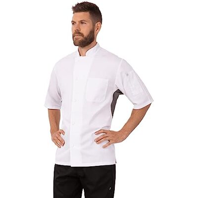 Chef Works Valais V-Series kockrock för män, Vit med grå kontrast, L Chef Works Valais V-Series kockrock för män, Vit med grå kontrast, L