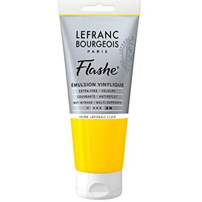 Lefranc Bourgeois 300544 Flashe akrylfärg och vinylfärg, högpigmenterad, elastisk, ljusäkta, åldringsbeständig, matt, för inomhus- och utomhusbruk, 80 ml rör – japanskt gult ljus Lefranc Bourgeois 300544 Flashe akrylfärg och vinylfärg, högpigmenterad, elastisk, ljusäkta, åldringsbeständig, matt, för inomhus- och utomhusbruk, 80 ml rör – japanskt gult ljus
