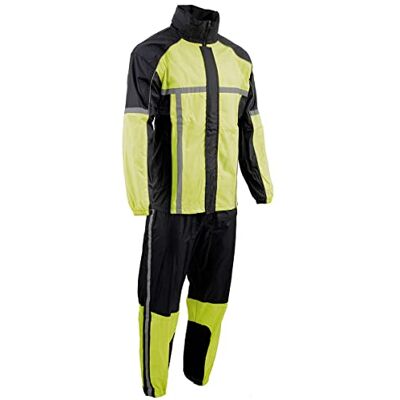 Milwaukee MPM9510 Men's Black and Neon Green Motorcycle Water Resistant Rain Suit w/Hi-Vis Reflective Tape Medium Milwaukee MPM9510 Men's Black and Neon Green Motorcycle Water Resistant Rain Suit w/Hi-Vis Reflective Tape Medium