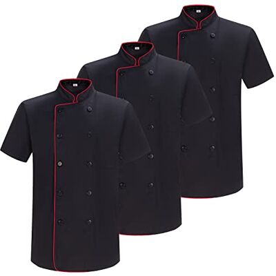 MISEMIYA Pack 3 enheter Kock Herrjacka Kock Herrjacka Hosteleria Uniform 3-8421B, Svart 21, XL MISEMIYA Pack 3 enheter Kock Herrjacka Kock Herrjacka Hosteleria Uniform 3-8421B, Svart 21, XL