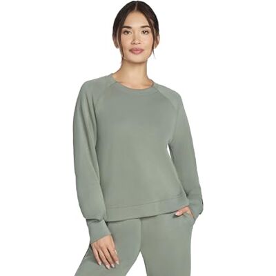 Skechers Skechluxe Elevate tröja med rund hals för kvinnor, Oliv, M Skechers Skechluxe Elevate tröja med rund hals för kvinnor, Oliv, M