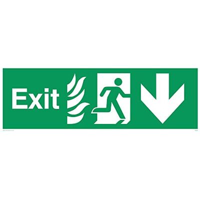 Viking SG692-L62-V "Exit" Running Man Right Down Pil Skylt, vinyl, 200 mm H x 600 mm B Viking SG692-L62-V "Exit" Running Man Right Down Pil Skylt, vinyl, 200 mm H x 600 mm B