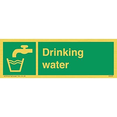 Viking SH409-L15-G skylt med "Drinking Water", styv guldplast, 50 mm H x 150 mm B Viking SH409-L15-G skylt med "Drinking Water", styv guldplast, 50 mm H x 150 mm B
