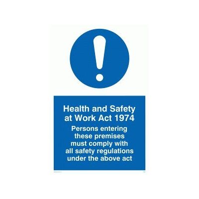 Vikingskyltar MV299-A1P-3M "Health and Safety Work Act 1974" skylt, 3 mm styv plast, 800 mm H x 600 mm B Vikingskyltar MV299-A1P-3M "Health and Safety Work Act 1974" skylt, 3 mm styv plast, 800 mm H x 600 mm B