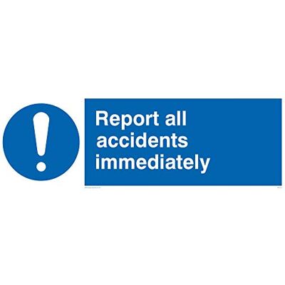 Viking MV313-L31-1M"Report All Accidents Immediately", 1 mm halvstyv plast, 100 mm H x 300 mm B Viking MV313-L31-1M"Report All Accidents Immediately", 1 mm halvstyv plast, 100 mm H x 300 mm B