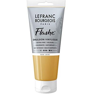 Lefranc Bourgeois 300655 Flash akrylfärg och vinylfärg, högpigmenterad, elastisk, ljusäkta, åldringsbeständig, matt, för inomhus- och utomhusbruk, 80 ml rör – gul ockra Lefranc Bourgeois 300655 Flash akrylfärg och vinylfärg, högpigmenterad, elastisk, ljusäkta, åldringsbeständig, matt, för inomhus- och utomhusbruk, 80 ml rör – gul ockra
