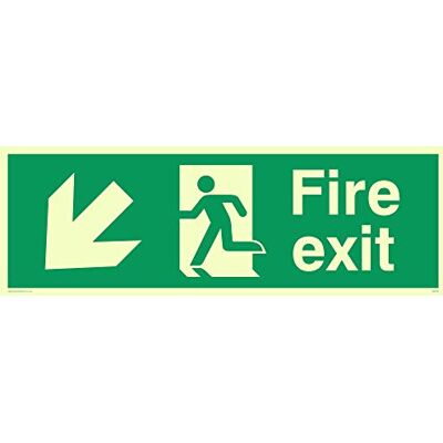 Viking SB426-L41-P "Fire Exit"-skylt, vänsterpil, halvstyv fotoluminescerande plast, 150 mm H x 450 mm B Viking SB426-L41-P "Fire Exit"-skylt, vänsterpil, halvstyv fotoluminescerande plast, 150 mm H x 450 mm B
