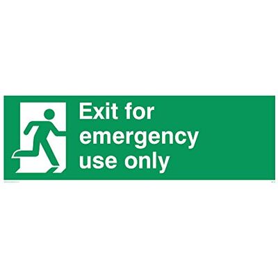 Viking SB415-L62-AC landskap "Exit For Emergency Use Only" skylt, aluminiumkomposit, 200 mm H x 600 mm B Viking SB415-L62-AC landskap "Exit For Emergency Use Only" skylt, aluminiumkomposit, 200 mm H x 600 mm B