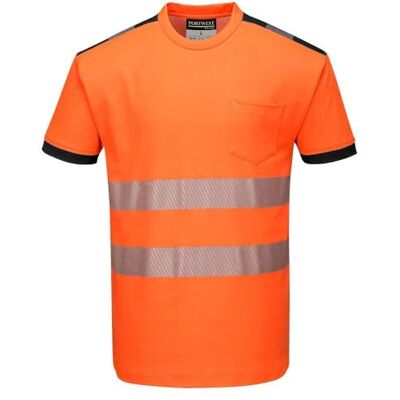 Portwest PW3 Hi-Vis T-shirt S/S, storlek: 4XL, färg: orange/svart, T181OBR4XL Portwest PW3 Hi-Vis T-shirt S/S, storlek: 4XL, färg: orange/svart, T181OBR4XL