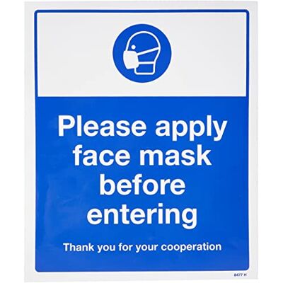 Caledonia Signs 28477H klistermärke med engelskt tryck "Please apply face mask innan entering Caledonia Signs 28477H klistermärke med engelskt tryck "Please apply face mask innan entering