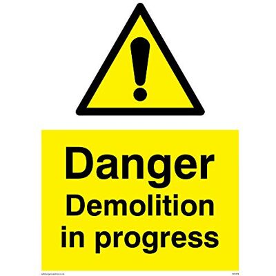 Viking WC478-A5P-V "Danger Demolition In Progress"-skylt, vinyl, 200 mm H x 150 mm B Viking WC478-A5P-V "Danger Demolition In Progress"-skylt, vinyl, 200 mm H x 150 mm B