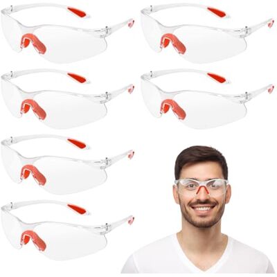 AiQInu 6 stycken genomskinliga skyddsglasögon med gummiinsats på näsa och öron, skyddsglasögon arbetsskydd för kvinnor män AiQInu 6 stycken genomskinliga skyddsglasögon med gummiinsats på näsa och öron, skyddsglasögon arbetsskydd för kvinnor män